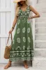 Army Green Printed A Line Long Summer Dress sold by Zapaka