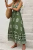 Army Green Printed A Line Long Summer Dress sold by Zapaka