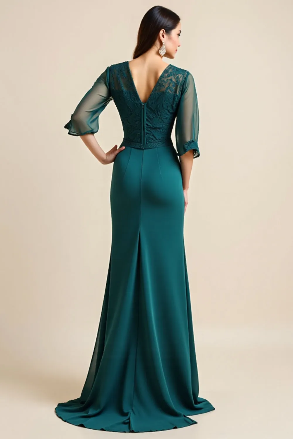 Blue A Line Appliqued Long Mother Of The Bride Dress sold by Zapaka product image thumbnail 2