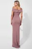 Vintage Mauve Mermaid Satin Long Mother of the Bride Dress with Sash sold by Zapaka