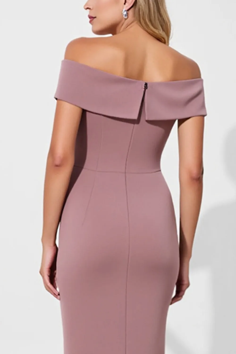 Vintage Mauve Mermaid Satin Long Mother of the Bride Dress with Sash sold by Zapaka product image thumbnail 4