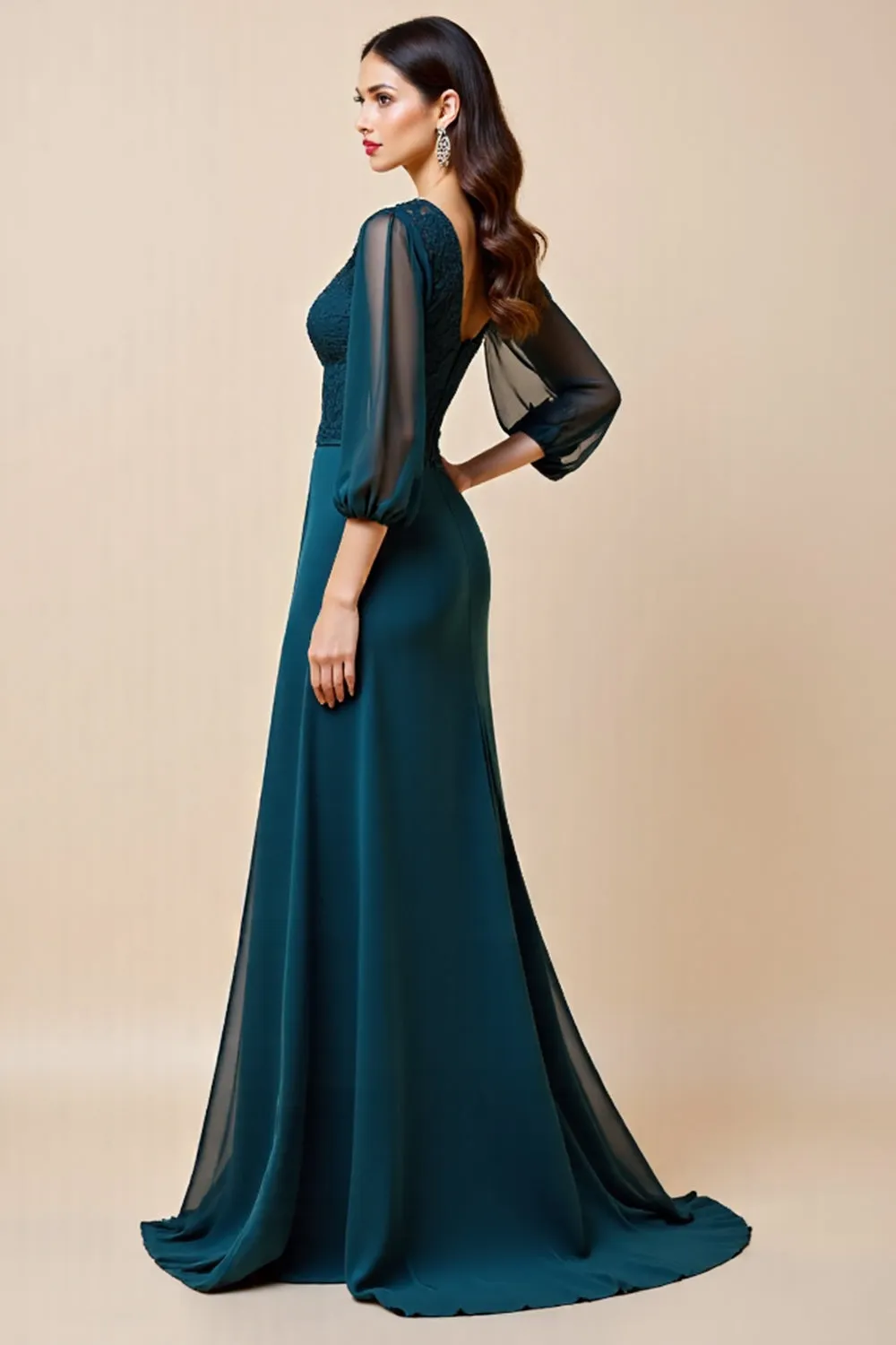 Blue A Line Long Mother Of The Bride Dress With Appliques sold by Zapaka product image thumbnail 3