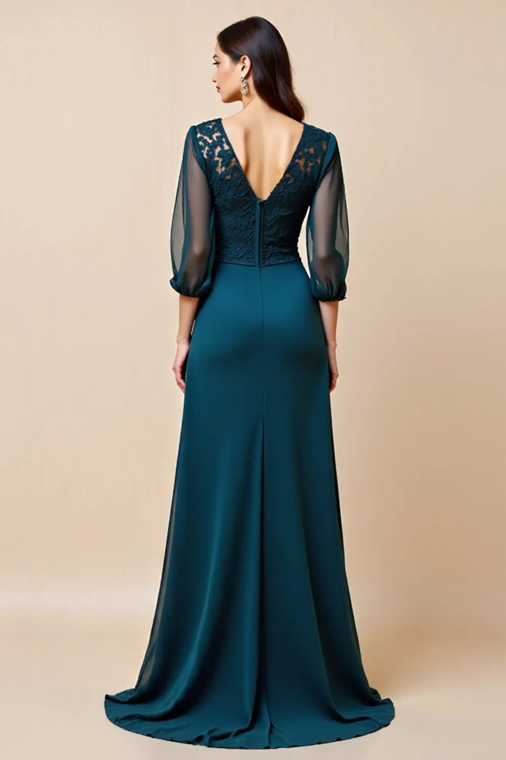 Blue A Line Long Mother Of The Bride Dress With Appliques sold by Zapaka product image thumbnail 2