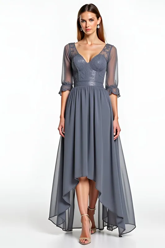Steel Grey A Line Corset Mother Of The Bride Dress sold by Zapaka