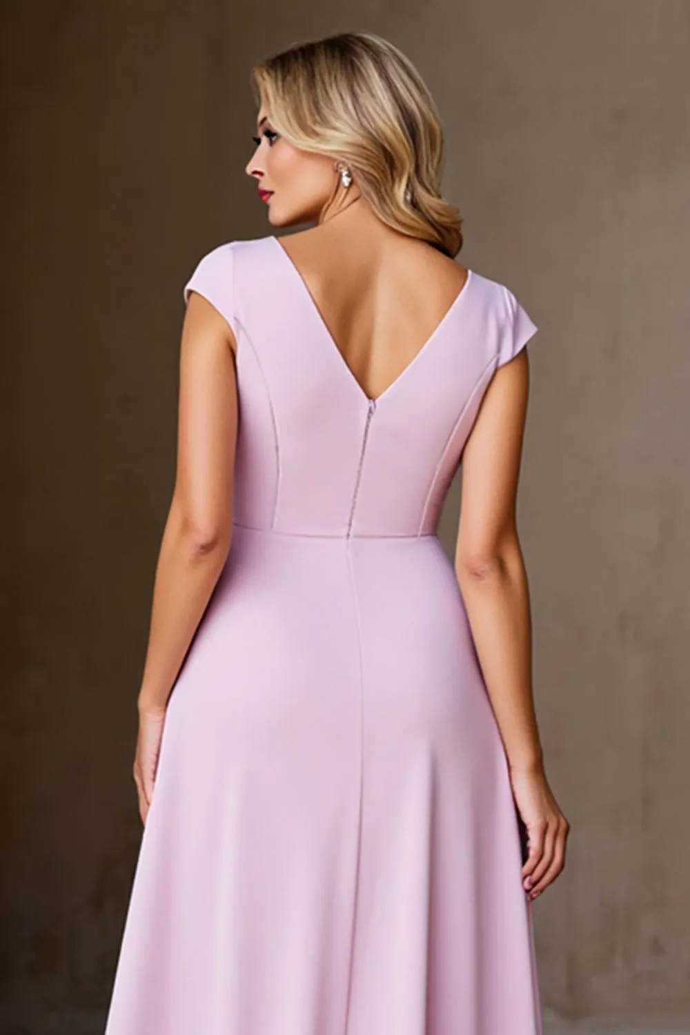 Candy Pink A Line Ruffled Long Mother of the Bride Dress with Slit sold by Zapaka product image thumbnail 4