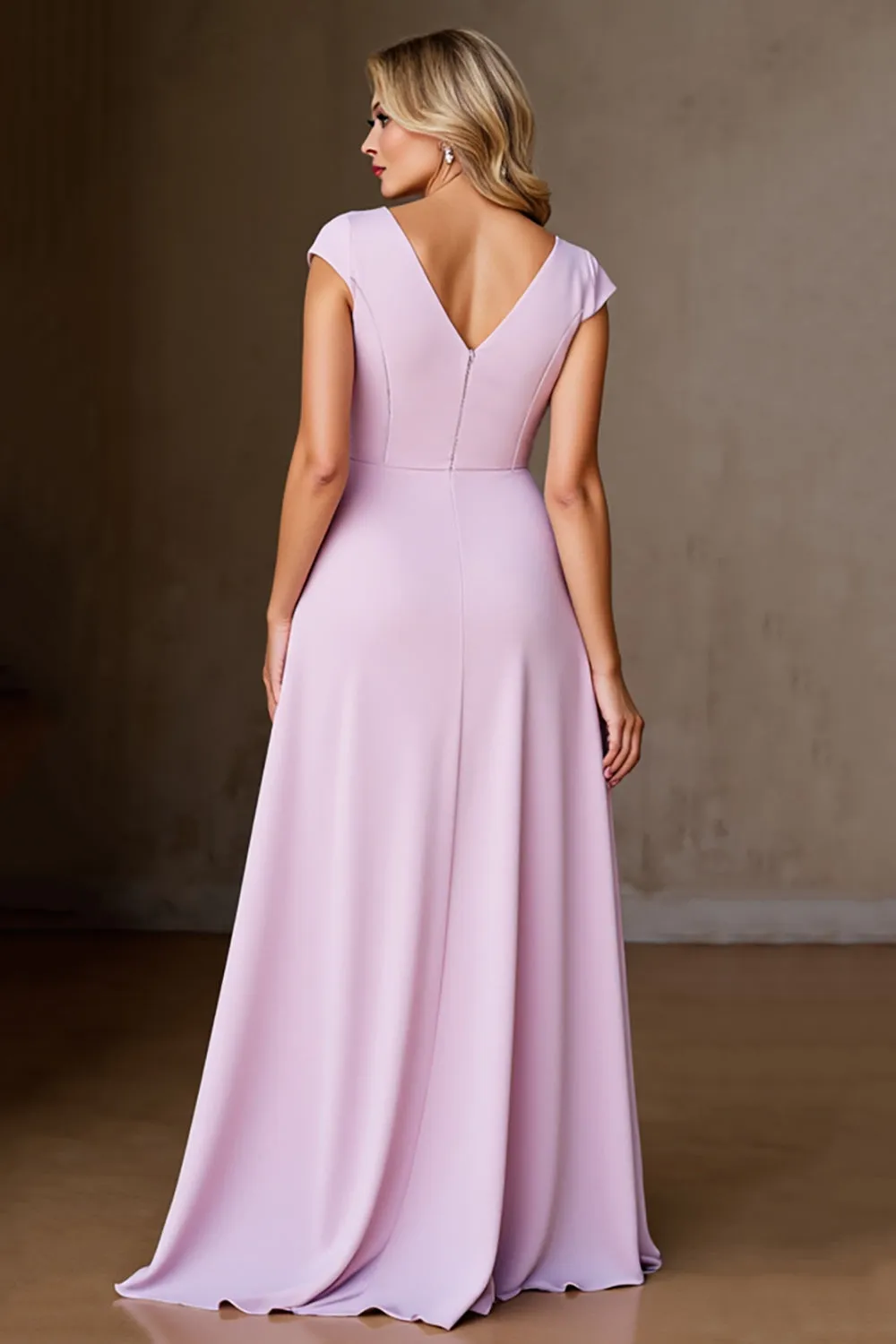 Candy Pink A Line Ruffled Long Mother of the Bride Dress with Slit sold by Zapaka product image thumbnail 2