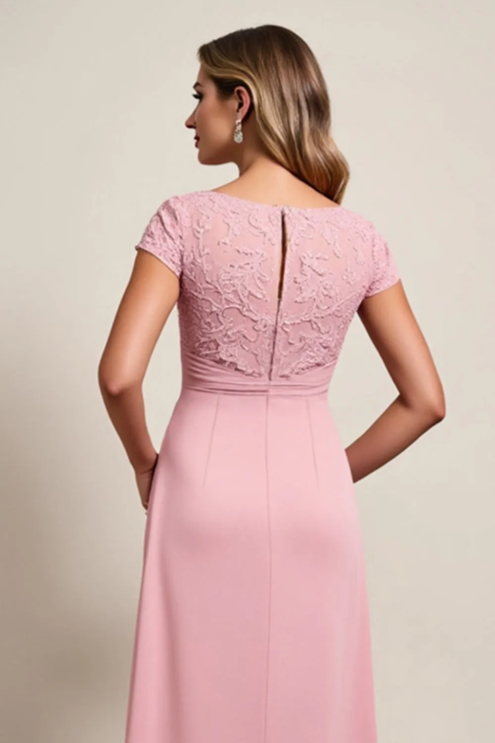 Blush High Low Ruched Mother of the Bride dress with Appliques sold by Zapaka product image thumbnail 4