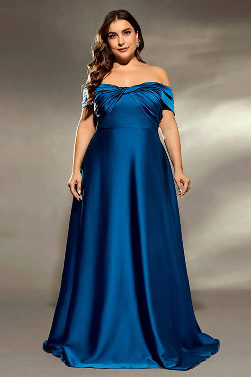Ink Blue Satin A Line Long Mother of the Bride Dress sold by Zapaka product image thumbnail 5