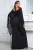 Sparkly Black Mermaid Long Mother of the Bride Dresswith Slit sold by Zapaka