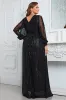 Sparkly Black A Line Long Mother of the Bride Dress sold by Zapaka