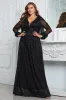 Sparkly Black A Line Long Mother of the Bride Dress sold by Zapaka