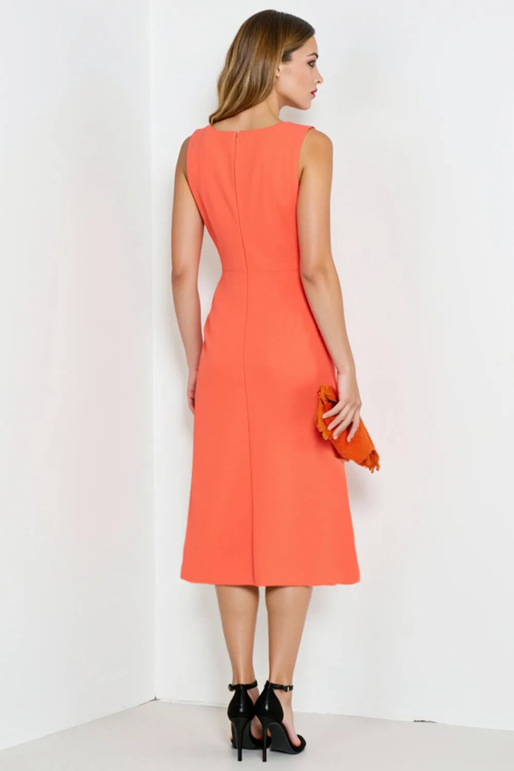 Orange A Line Ruffled Work Dress sold by Zapaka product image thumbnail 2