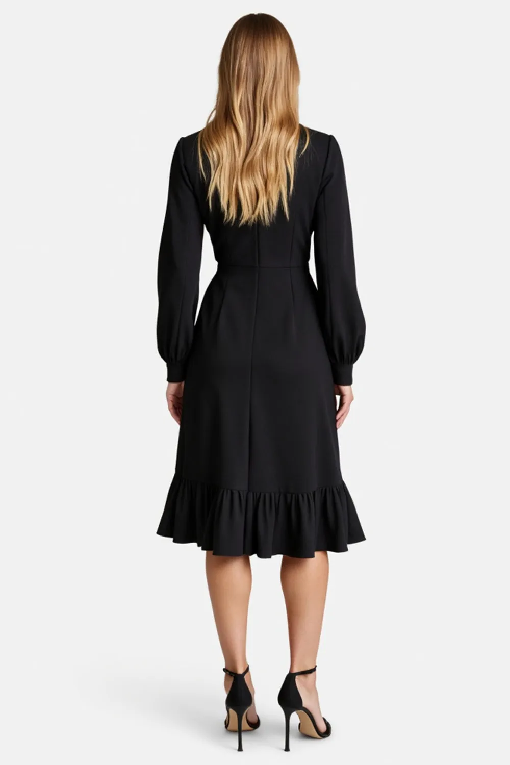 Black A Line Work Dress with Long Sleeves sold by Zapaka product image thumbnail 2
