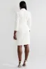 White Notched Lapel Sheath Work Dress with Long Sleeves sold by Zapaka