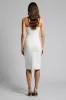 Strapless White Bodycon Knee Length Work Dress with Slit sold by Zapaka