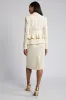 Ivory Bodycon Peaked Lapel 2 Pieces Ruffled Work Dress sold by Zapaka