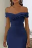Navy Off the Shoulder Long Formal Dress sold by Zapaka