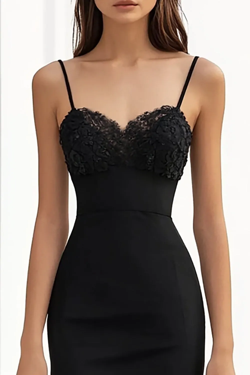 Black Spaghetti Straps Sheath Formal Dress with Slit sold by Zapaka product image thumbnail 2