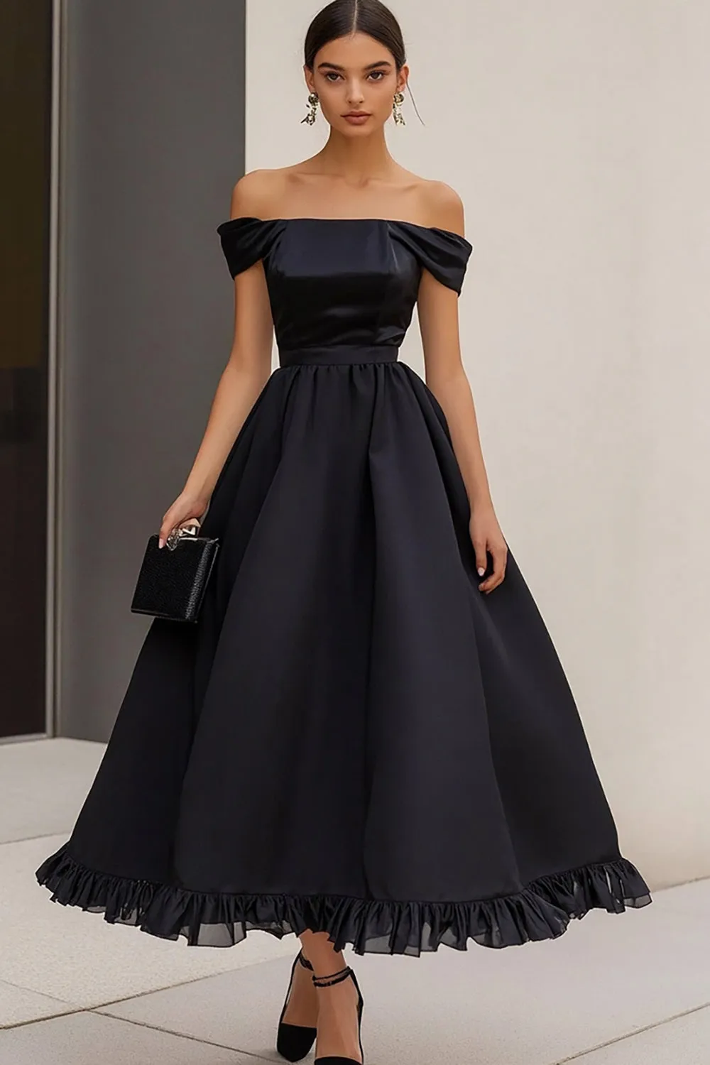 Black A Line Off the Shoulder Formal Dress sold by Zapaka
