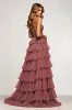 Desert Rose A Line Tulle Long Prom Dress with Ruffles sold by Zapaka