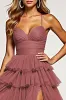 Desert Rose A Line Tulle Long Prom Dress with Ruffles sold by Zapaka