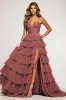 Desert Rose A Line Tulle Long Prom Dress with Ruffles sold by Zapaka