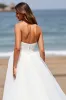 White Strapless A Line Tulle Boho Sweep Train Wedding Dress sold by Zapaka