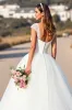 White V-Neck Ball Gown Cap Sleeves Wedding Dress with Lace sold by Zapaka