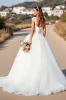 White V-Neck Ball Gown Cap Sleeves Wedding Dress with Lace sold by Zapaka