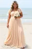 Apricot A Line Chiffon Spaghetti Straps Long Bridesmaid Dress with Slit sold by Zapaka