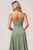 Eucalyptus Chiffon A Line Long Bridesmaid Dress with Slit sold by Zapaka