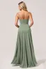 Eucalyptus Chiffon A Line Long Bridesmaid Dress with Slit sold by Zapaka