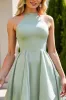 Sage Green Chiffon A Line Long Bridesmaid Dress with Ruffles sold by Zapaka