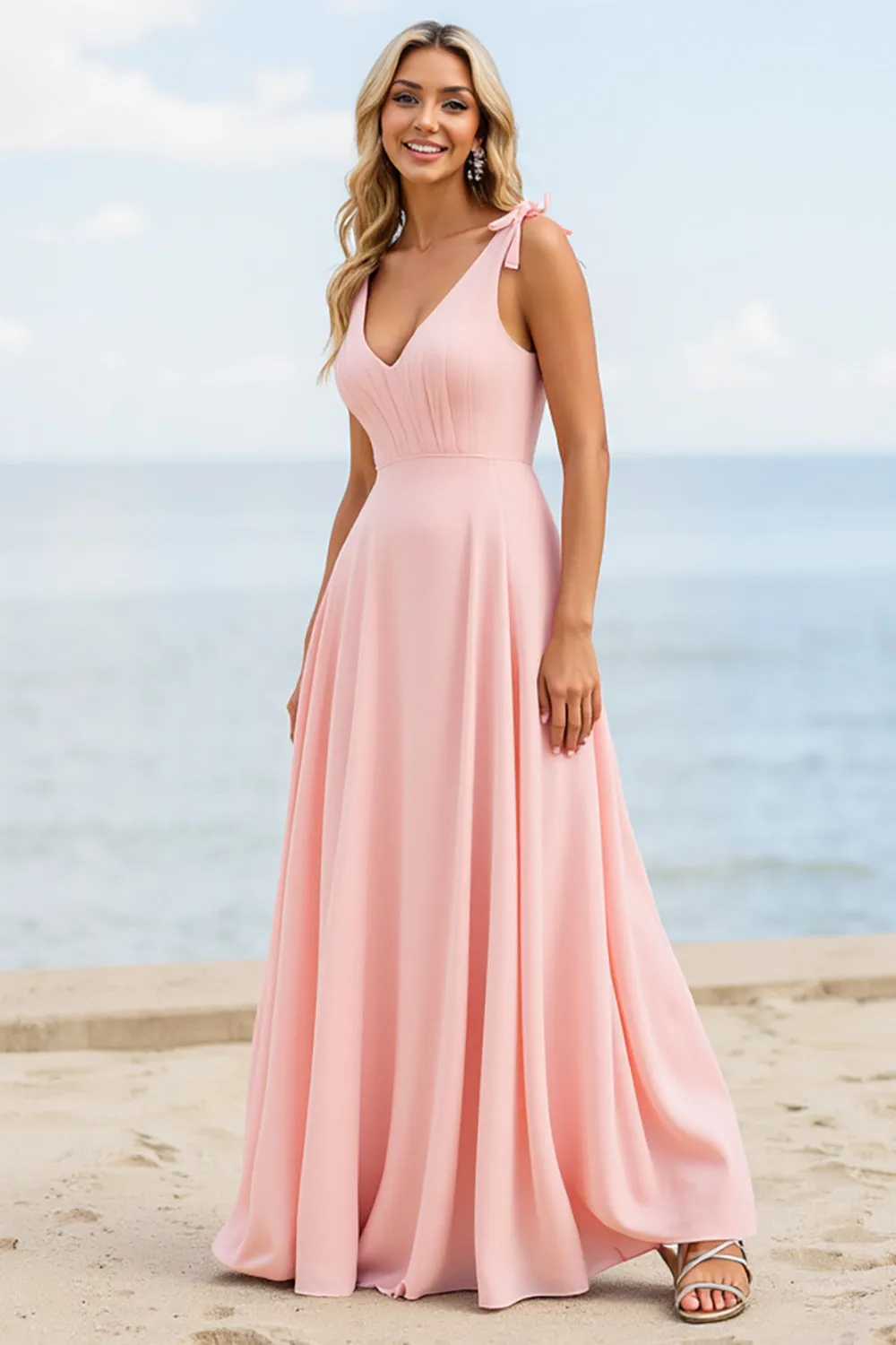 Chiffon A Line Candy Pink Bridesmaid Dress sold by Zapaka product image thumbnail 2