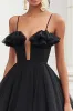 Tulle Black A Line Short Cocktail Dress with Ruffles sold by Zapaka