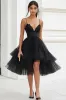 Black Tulle A Line Spaghetti Straps Short Cocktail Dress sold by Zapaka