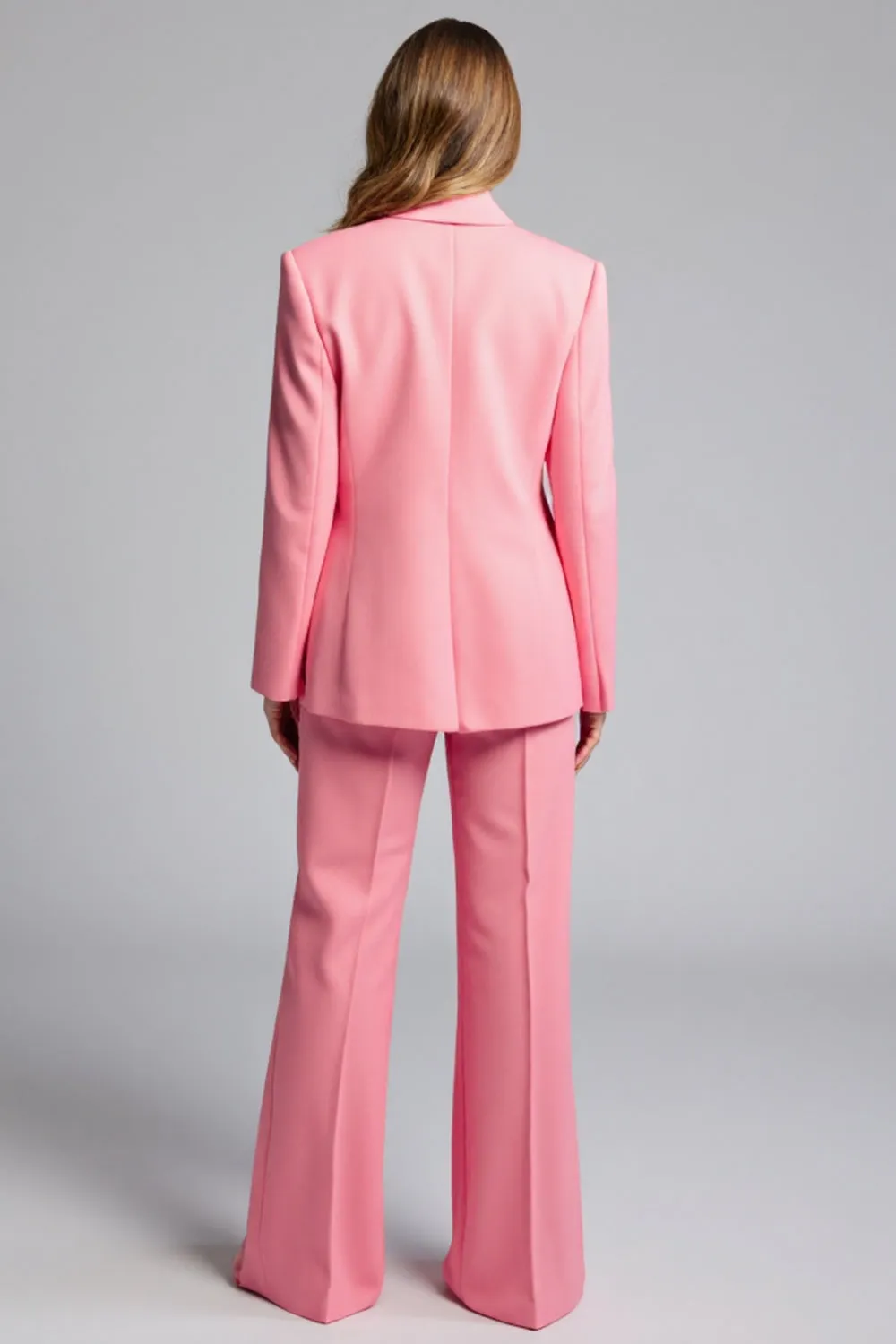 Notched Lapel Pink 2 Piece Long Sleeve Pant Suit sold by Zapaka product image thumbnail 2