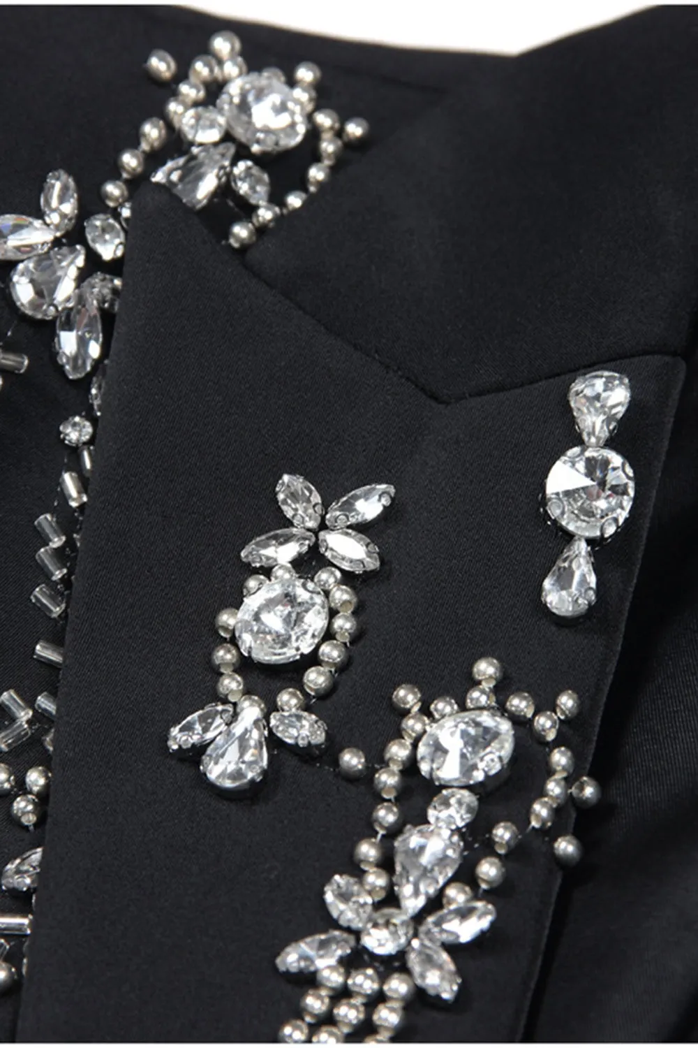 Sparkly Black Peak Lapel Single Breasted Women Prom Blazer with Rhinestones sold by Zapaka product image thumbnail 3