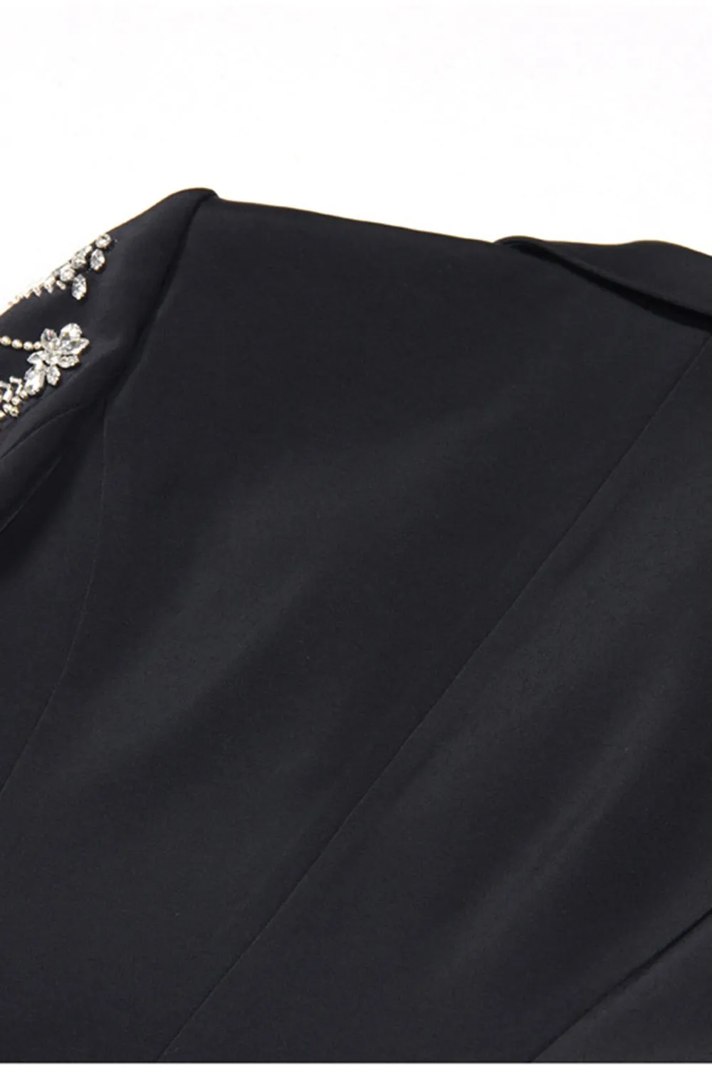 Sparkly Black Peak Lapel Single Breasted Women Prom Blazer with Rhinestones sold by Zapaka product image thumbnail 4