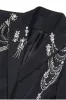 Sparkly Black Peak Lapel Single Breasted Women Prom Blazer with Rhinestones sold by Zapaka