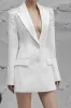 White Peak Lapel Single Breasted Women Prom Blazer with Sequins sold by Zapaka