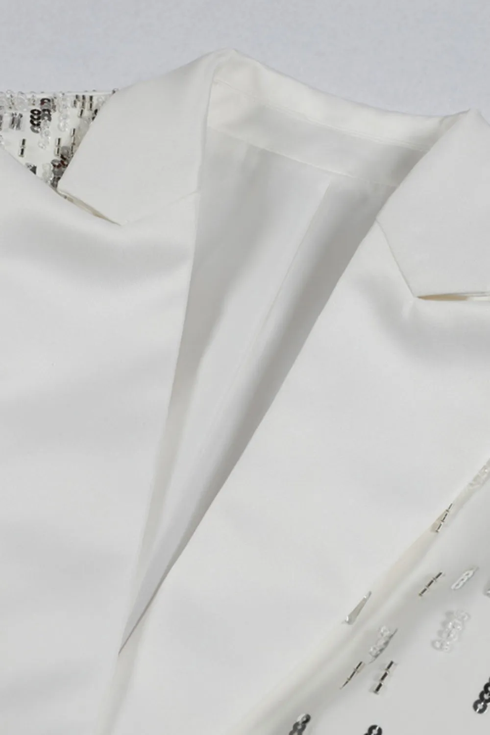 White Peak Lapel Single Breasted Women Prom Blazer with Sequins sold by Zapaka product image thumbnail 2