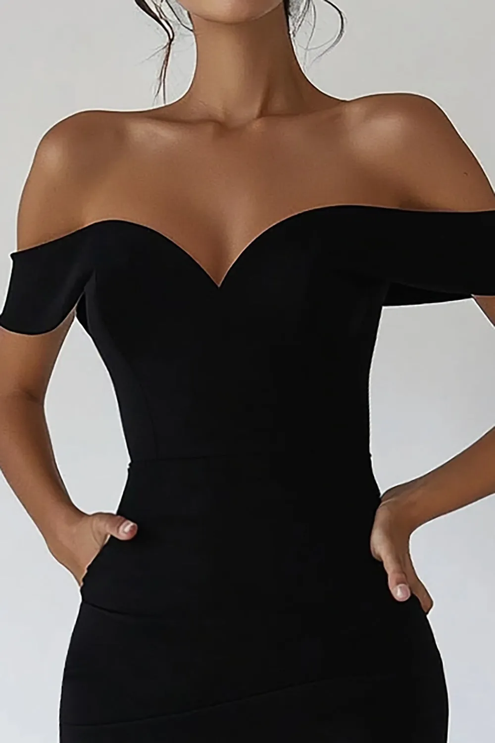 Off The Shoulder Bodycon Little Black Dress sold by Zapaka product image thumbnail 2