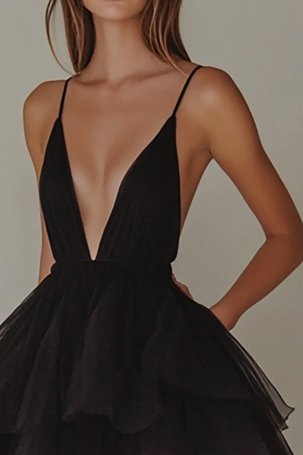 Ruffled Tulle High-Low Little Black Dress sold by Zapaka product image thumbnail 2