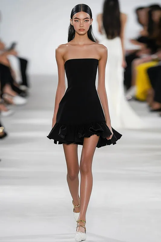 Simple Strapless A Line Little Black Dress sold by Zapaka