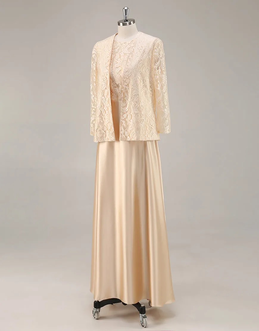 Long Sleeve Champagne A Line Two Piece Mother Of The Bride Dress sold by Zapaka product image thumbnail 3