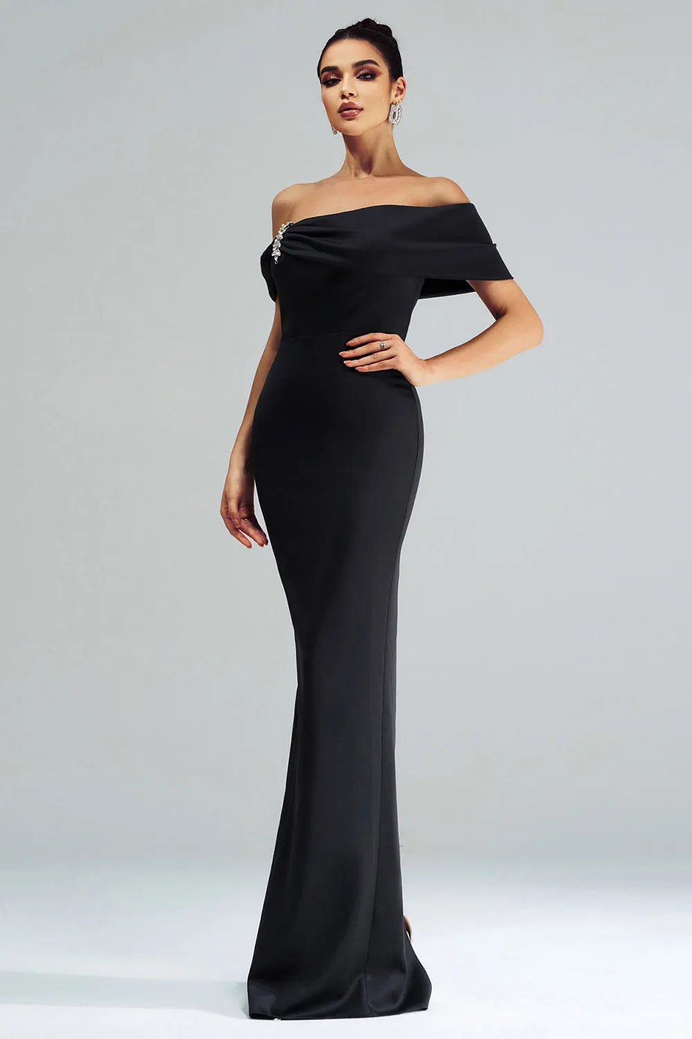 Off The Shoulder Mermaid Black Wedding Guest Dress sold by Zapaka product image thumbnail 4