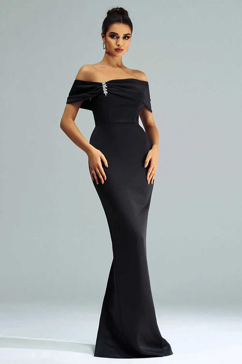 Off The Shoulder Mermaid Black Wedding Guest Dress sold by Zapaka product image thumbnail 3