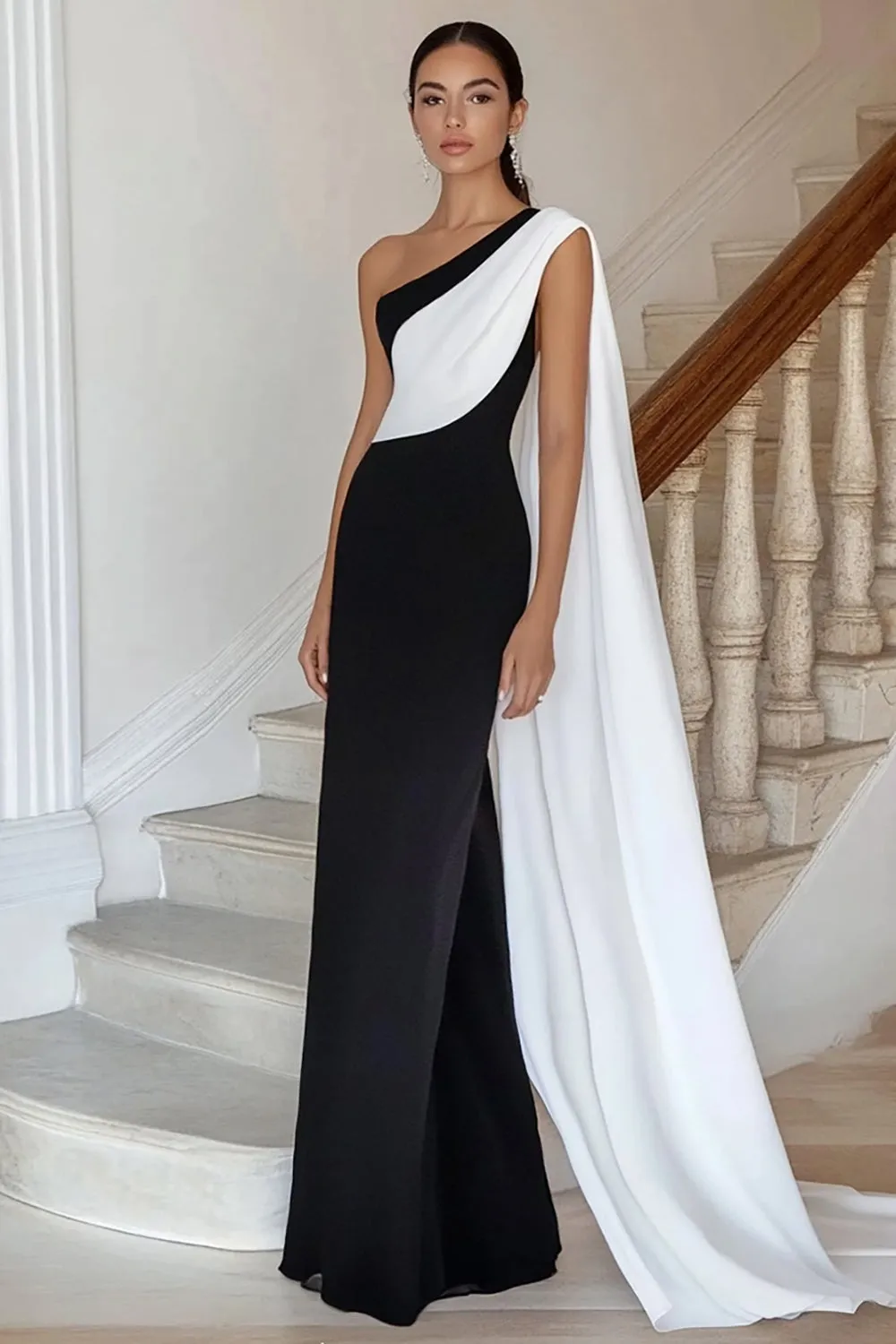 One Shoulder Black Sheath Long Formal Dress sold by Zapaka