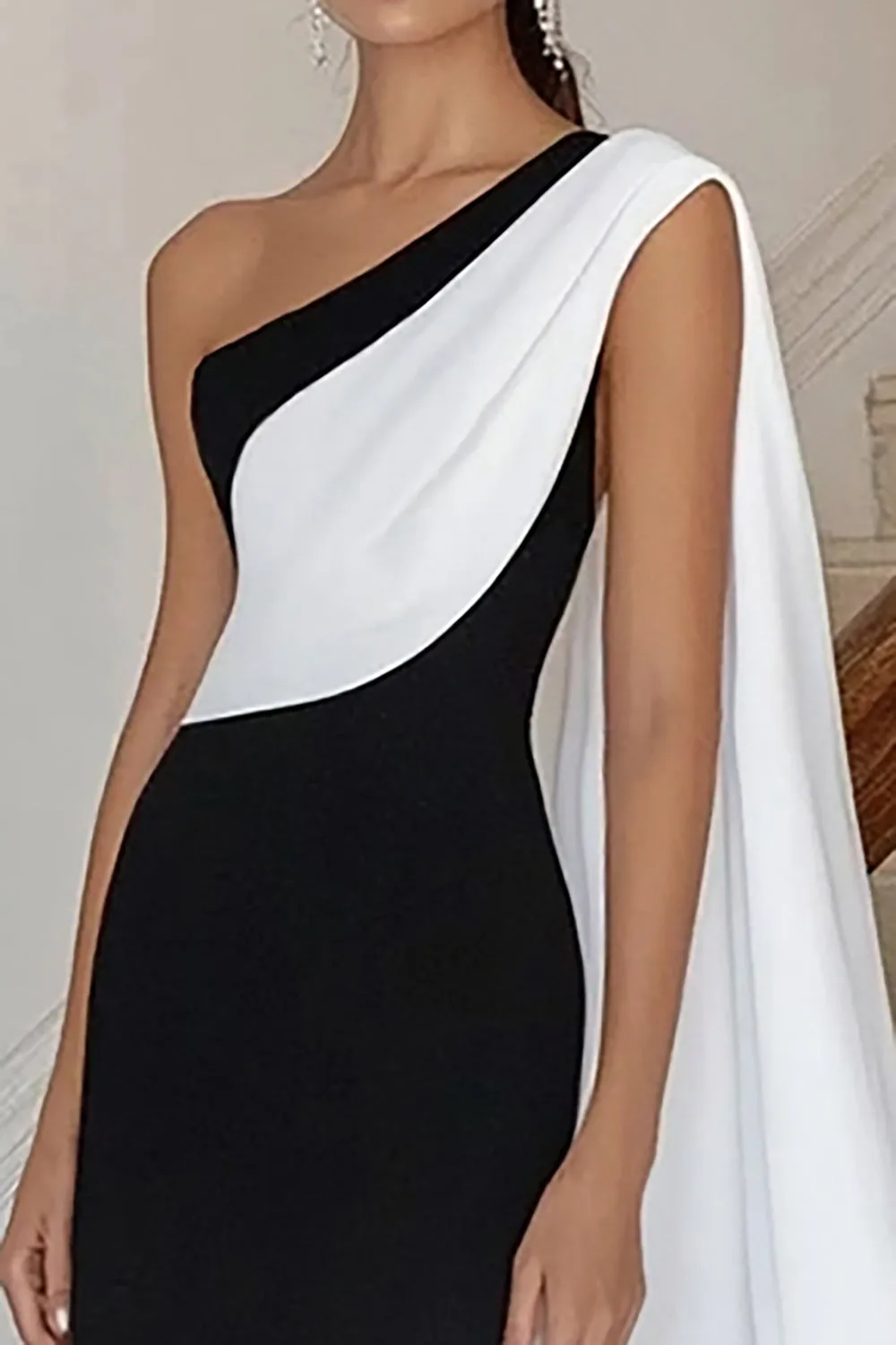 One Shoulder Black Sheath Long Formal Dress sold by Zapaka product image thumbnail 2